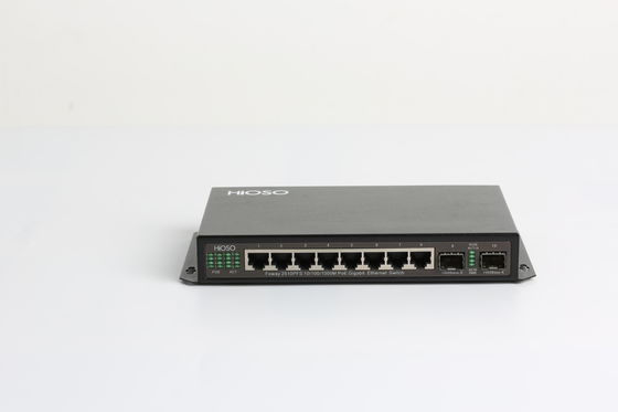 Black 1U Rack HiOSO Power Over Ethernet Switch 10 Port Gigabit