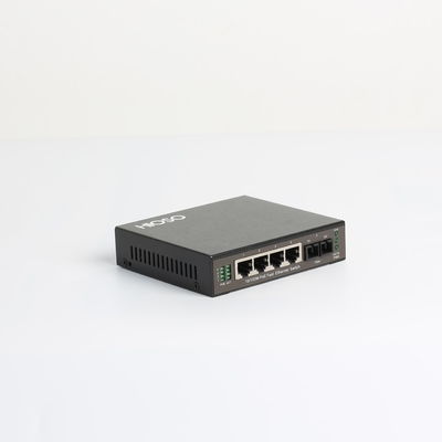 Hioso 5 Ports Poe Switch 4 10/100M RJ45 + 1 1000M FX Fiber Uplink  Mini Poe Switch