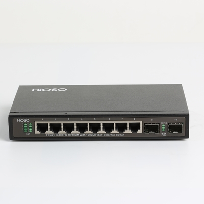Hioso 8 Rj45 TP Ports +2 ge Fiber Uplink Ports Ethernet Access Switch Gigabit Ethernet Switch