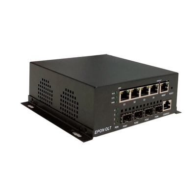 MINI 4 HiOSO EPON OLT Black Metal DC12V 5A 1000M Uplink OLT For FTTH Solutions