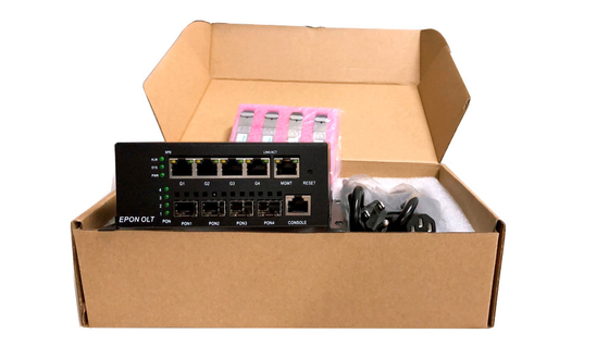MINI 4 HiOSO EPON OLT Black Metal DC12V 5A 1000M Uplink OLT For FTTH Solutions