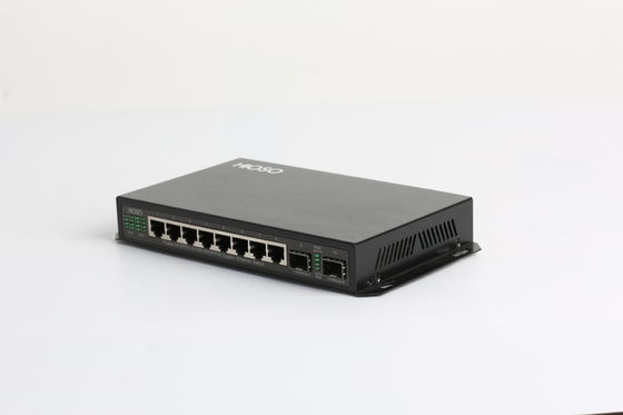 Black 1U Rack HiOSO Power Over Ethernet Switch 10 Port Gigabit