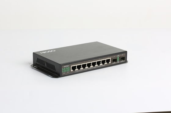 Black 1U Rack HiOSO Power Over Ethernet Switch 10 Port Gigabit