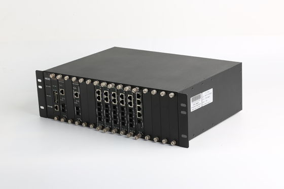 RoHS Certification Dual Power Supply 3U Media Converter Rack 16 Port